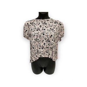 H&M Size Medium Pink Black and White High Low Shirt